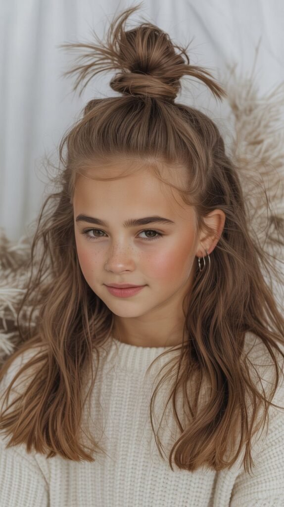  Half-Up Top Knot with Textured Ends