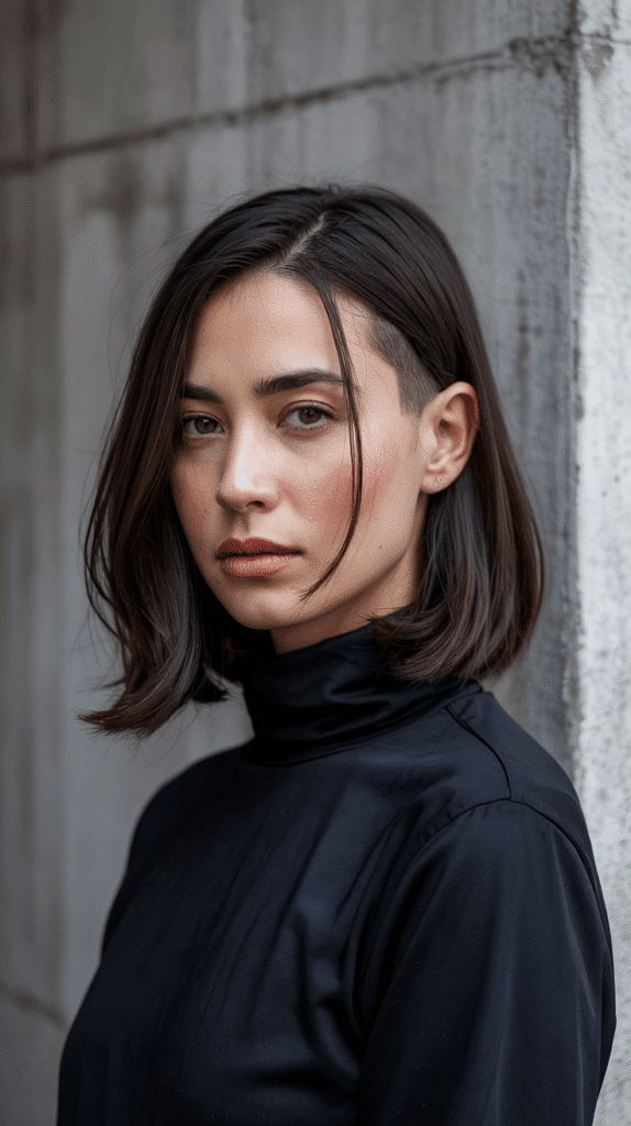 Long Bob with Curtain Bangs and Undercut