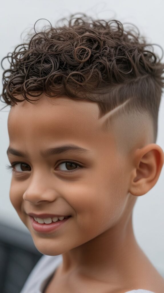 Temp Fade with Curly Top