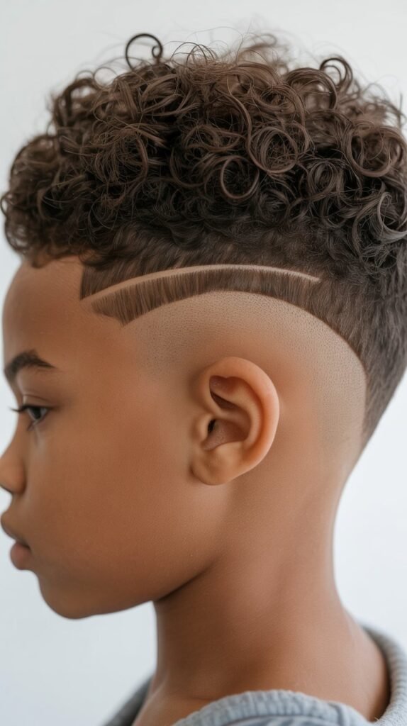 Rounded Fade with Curly Top