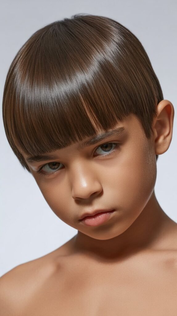 Straight Long Hair with Blunt Bangs