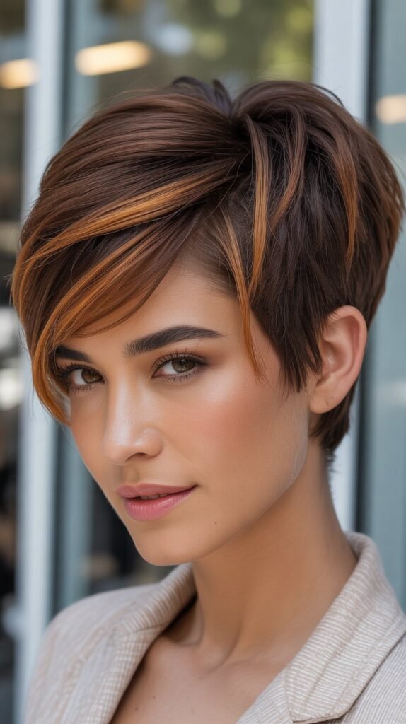 Angled Pixie with Caramel Crown