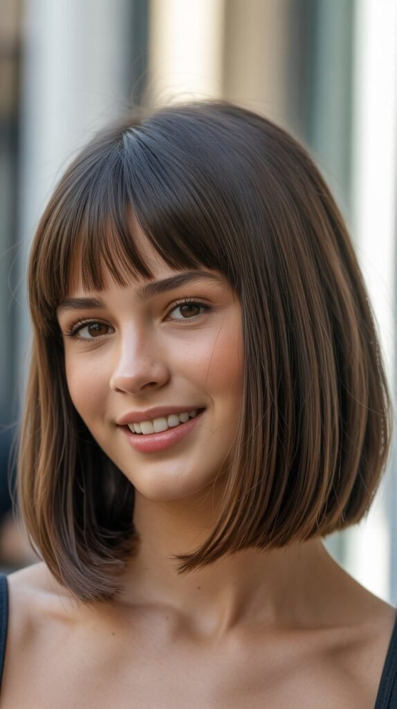 36 Youthful Long Bob with Curtain Bangs for Teens