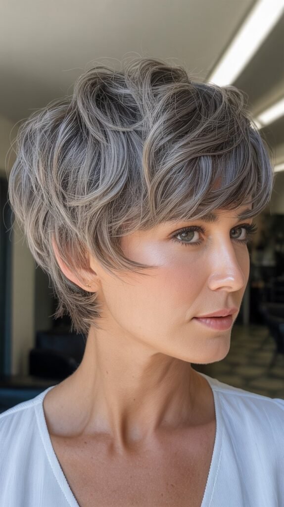 Natural Gray Shaggy Pixie