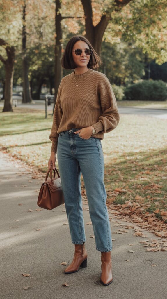 32 Chic Casual Fall Outfits for Women in Their 30s 1 The Classic Denim and Sweater Combination