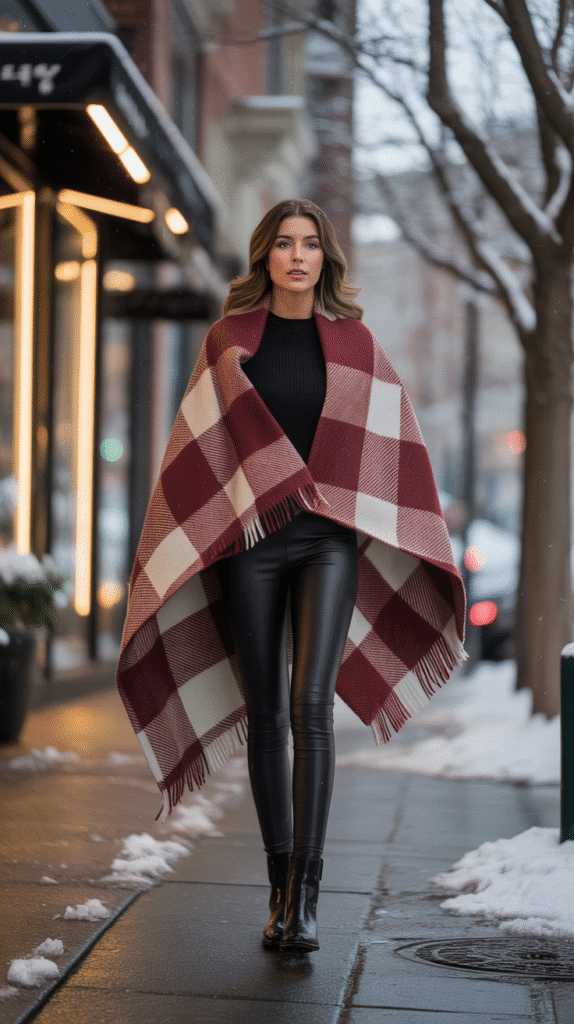  Oversized Scarf as a Shawl with Monochrome Base