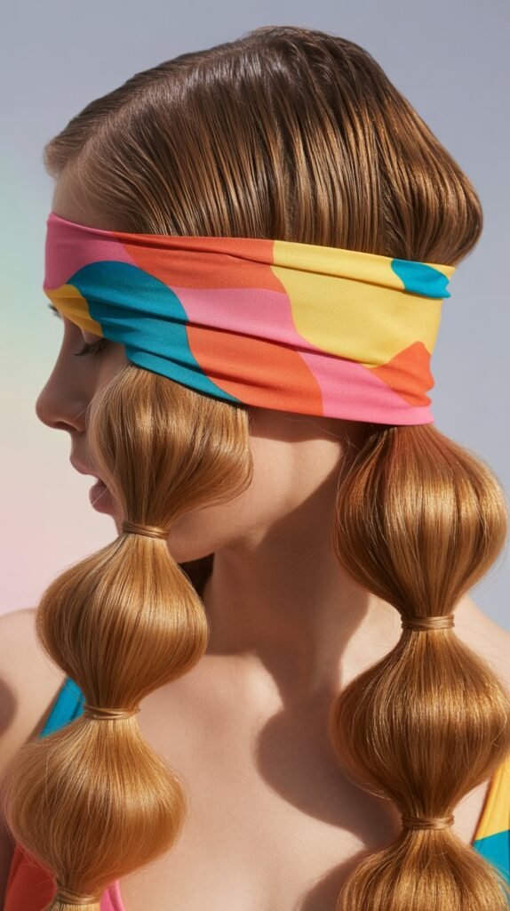 Bubble Ponytail with Colorful Headband