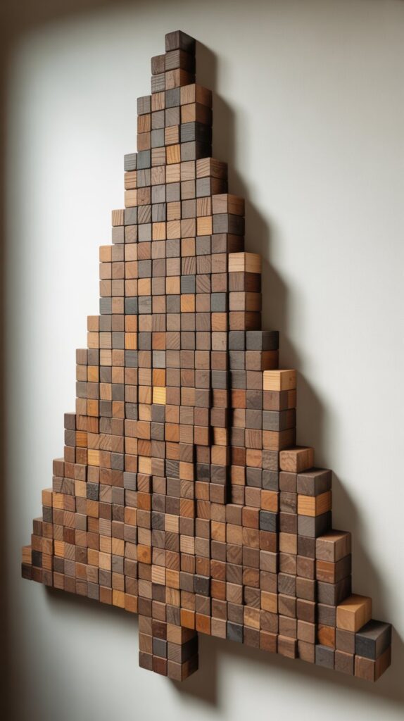 Best 30 Beautiful Wooden Christmas Trees to Try This Year 14 Reclaimed Wood Block Christmas Tree