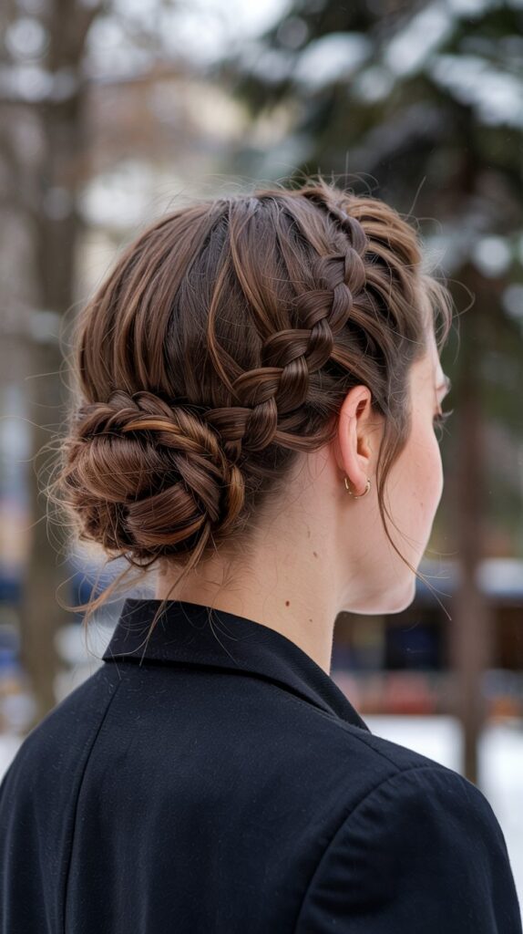 33 Easy Winter Hair Braids You'll Love 29 Wrapped Braid Bun