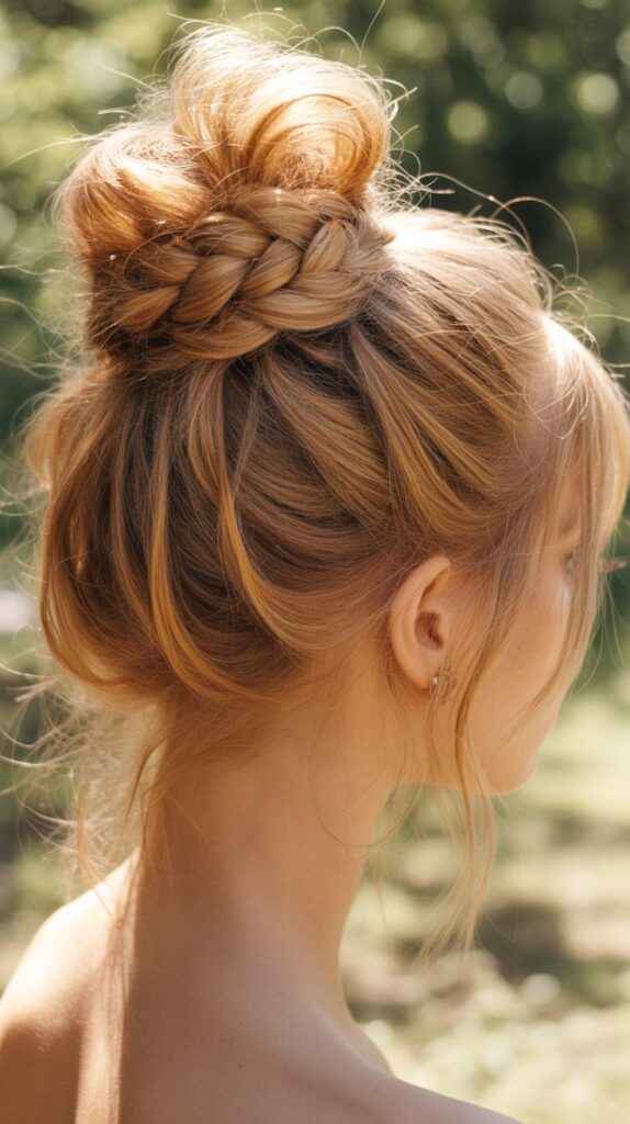 30 Braided Greasy Hair Hairstyles to Try 6 Braided Top Knot Bun