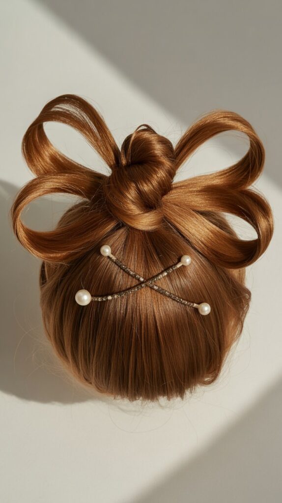 33 Adorable Kids' Hair Ideas That Keep Hair Out of the Face 33 Bow Bun