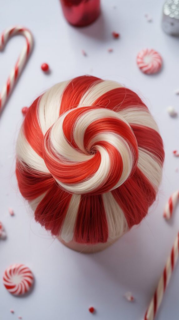 27 Stunning Christmas Tree Hairstyles to Shine Bright at Any Party 13 Peppermint Swirl Bun