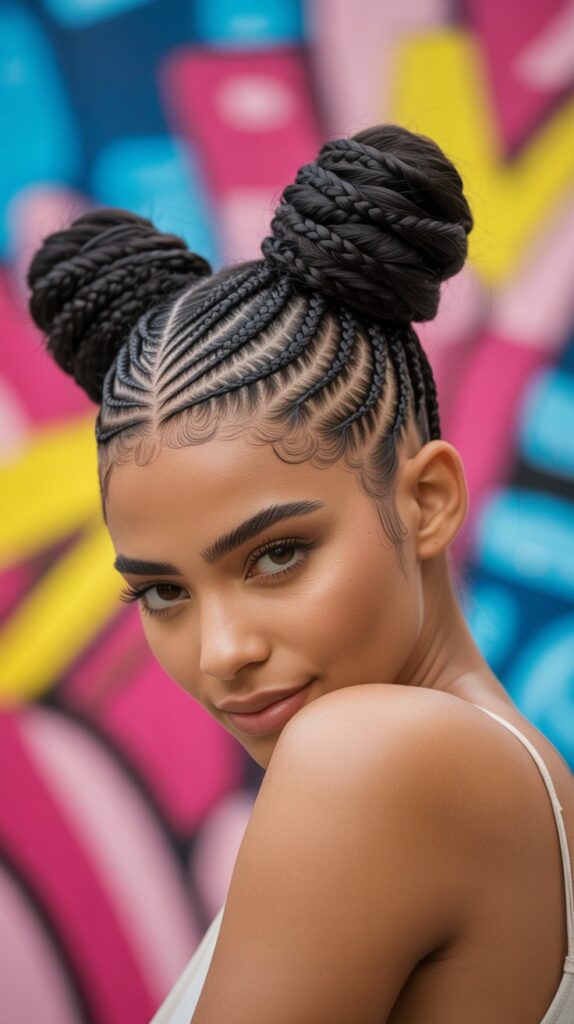 Top 33+ Baddie Hairstyles for Black Women Turn Heads 12 Space Buns with Cornrows