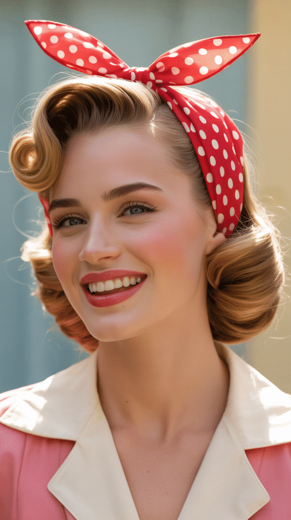 30 Trendy Half-Up Half-Down Hairstyles for HoCo 2025 24 Vintage Scarf Half-Up