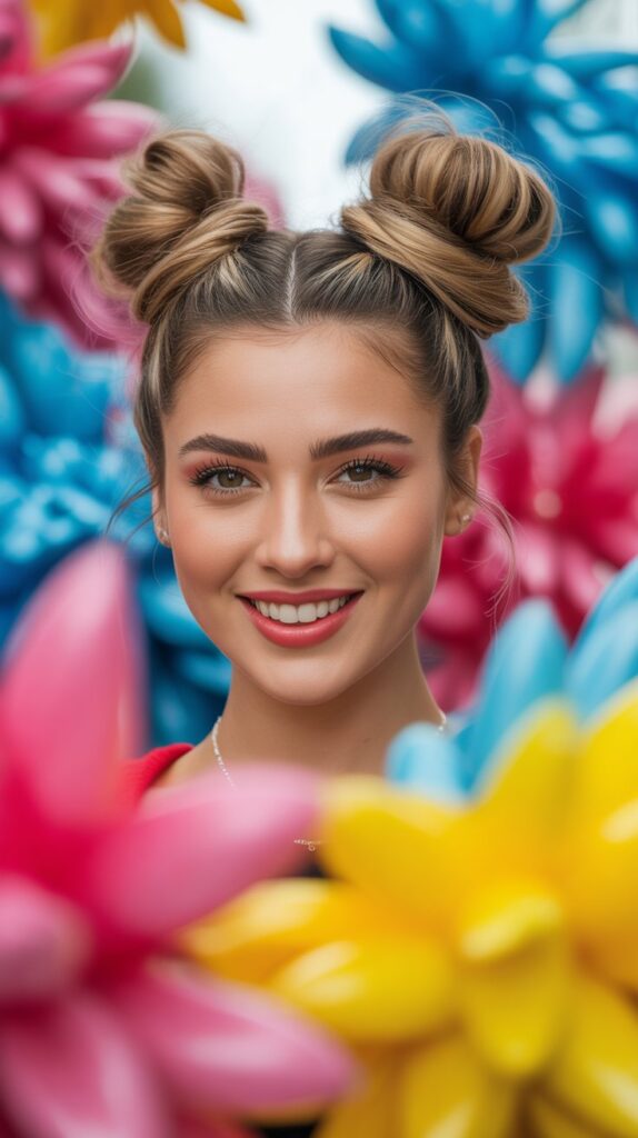 30 Cute Simple Hairstyles You Can Do in Under 5 Minutes 9 The Space Buns