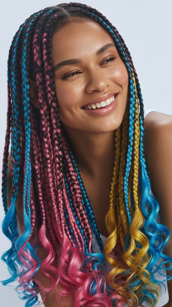 Top 27+ Stunning Side Part Knotless Braids to Try Right Now 24 24. Side Part Knotless Braids with Colored Tips