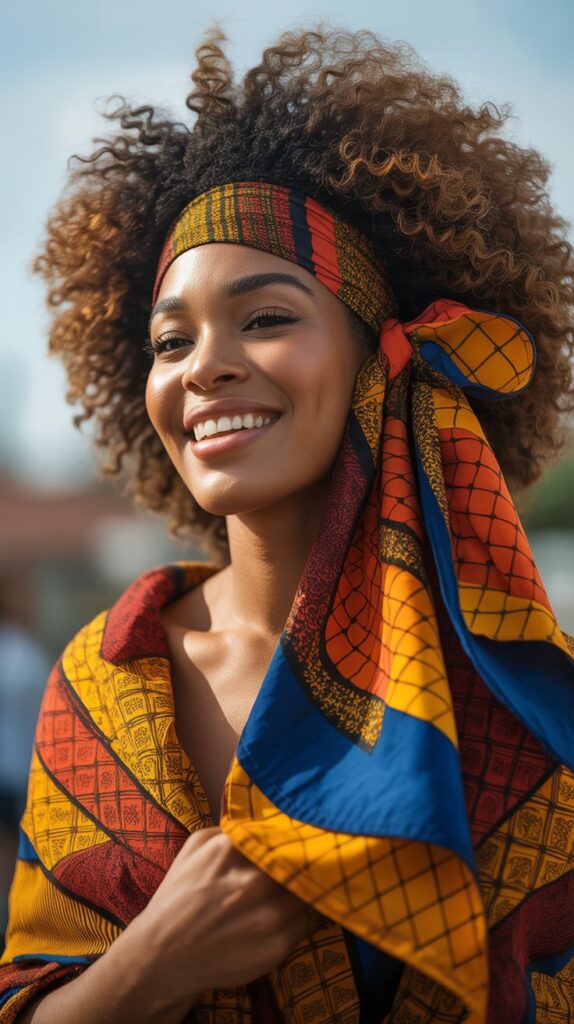 Top 33+ Baddie Hairstyles for Black Women Turn Heads 29 Natural Afro with Headscarf