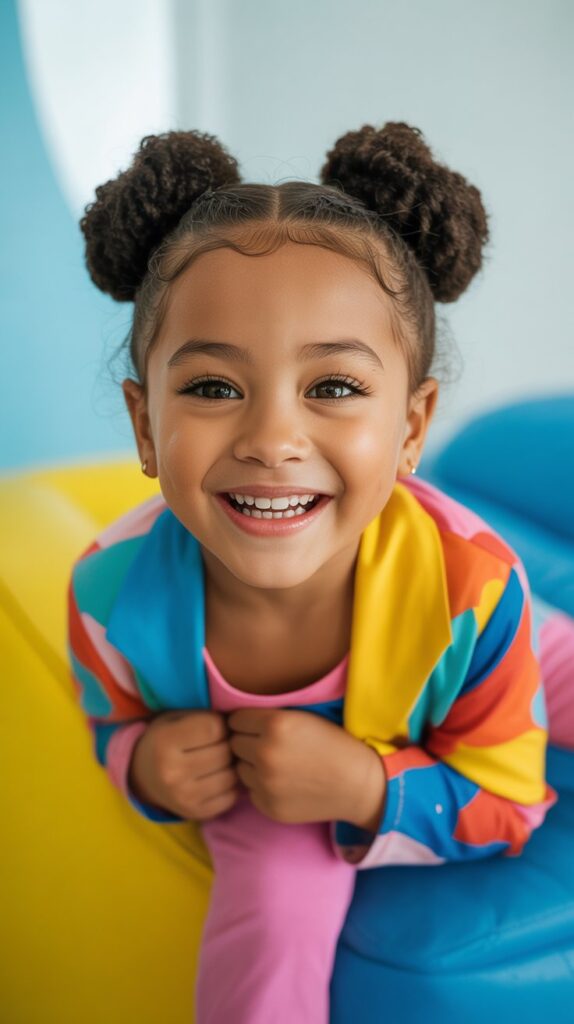 33 Adorable Kids' Hair Ideas That Keep Hair Out of the Face 21 Space Buns