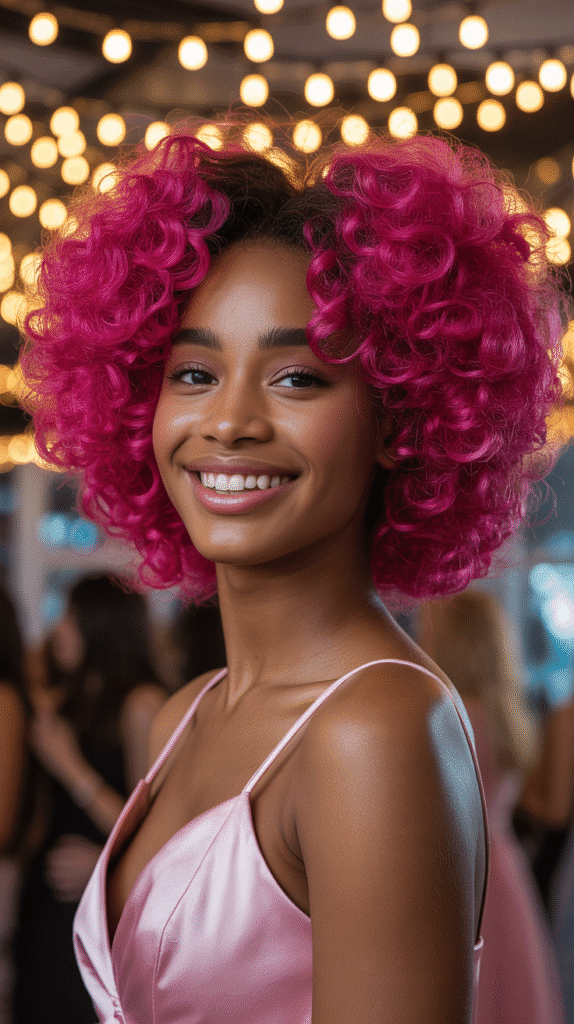 Magenta Pink Loose Afro Puff