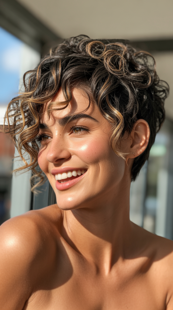 Curly Messy Pixie with Natural Texture