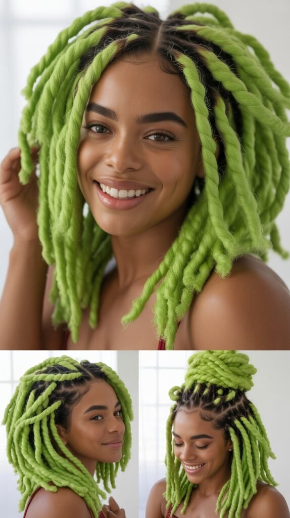  Lime Green Goddess Locs