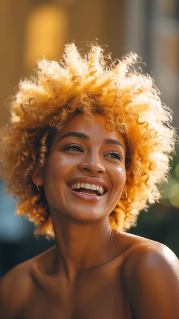 1. Yellow Gold Afro Puff