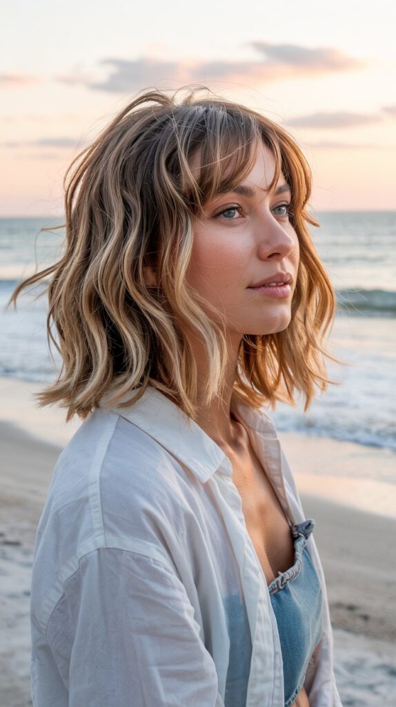 30 Stunning Long Bob with Layers and Curtain Bangs 25 Long Bob with Beachy Layers and Curtain Bangs