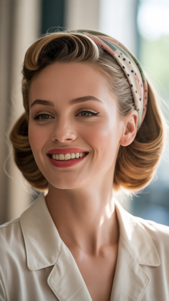 Retro-Inspired Headband with Victory Rolls