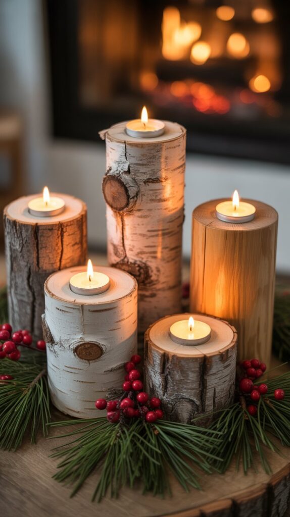 33 Profitable Rustic Christmas Wood Crafts for 2025 5 Wooden Christmas Candle Holders