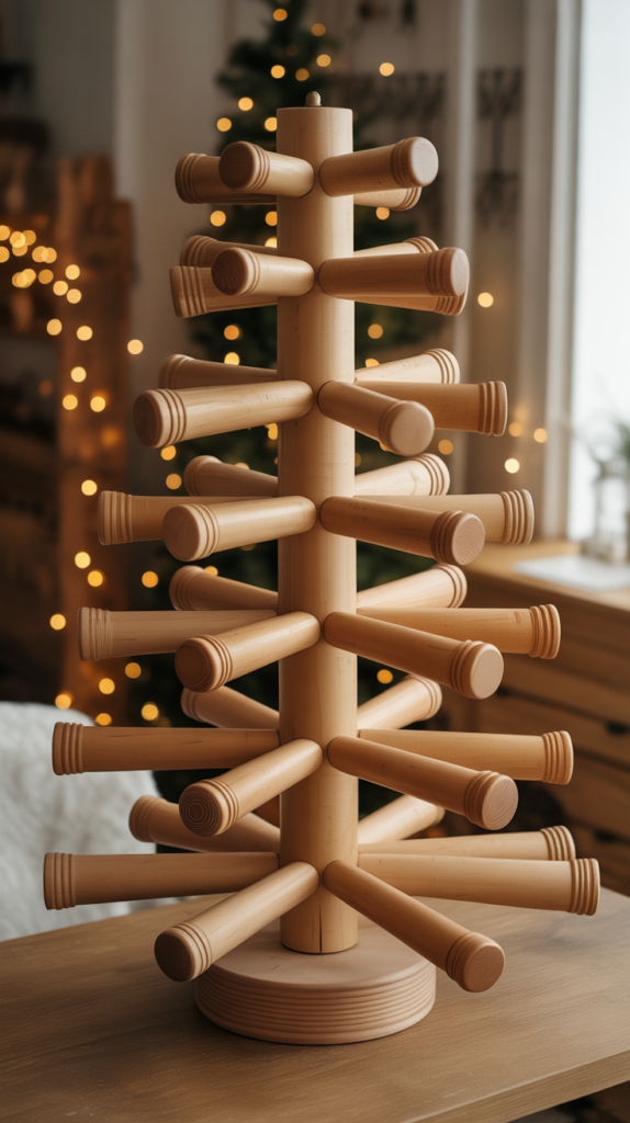 Wooden Spool and Dowel Tree