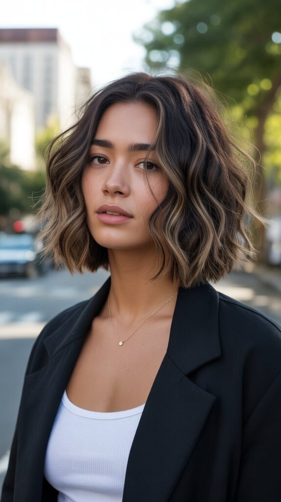 27 Stunning Choppy Bob Haircuts for Thick Hair 5 Choppy Long Bob (Lob)