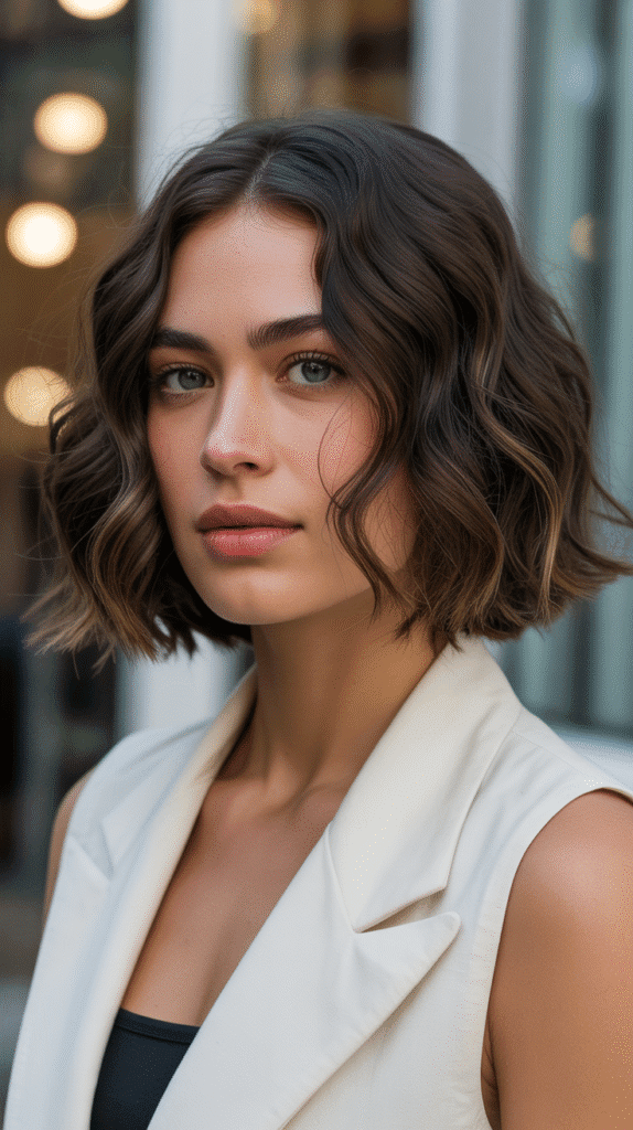 Top 30 Natural Wavy Haircuts Every Woman Will Love 21 Wavy Jaw-Length Bob