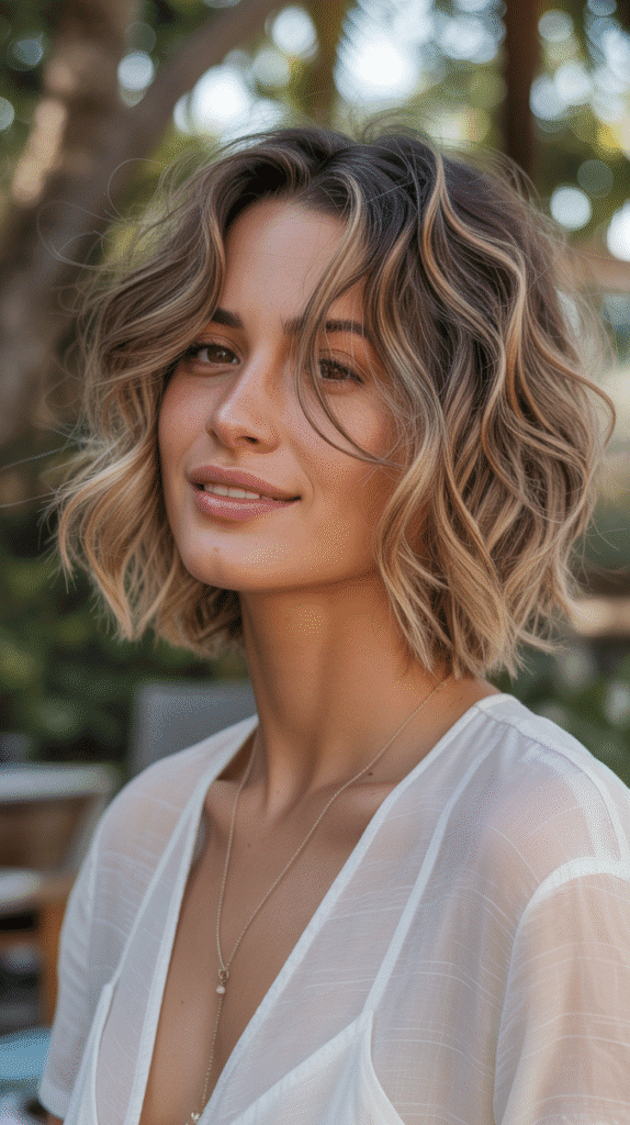 Top 30 Natural Wavy Haircuts Every Woman Will Love 3 Shaggy Wavy Lob
