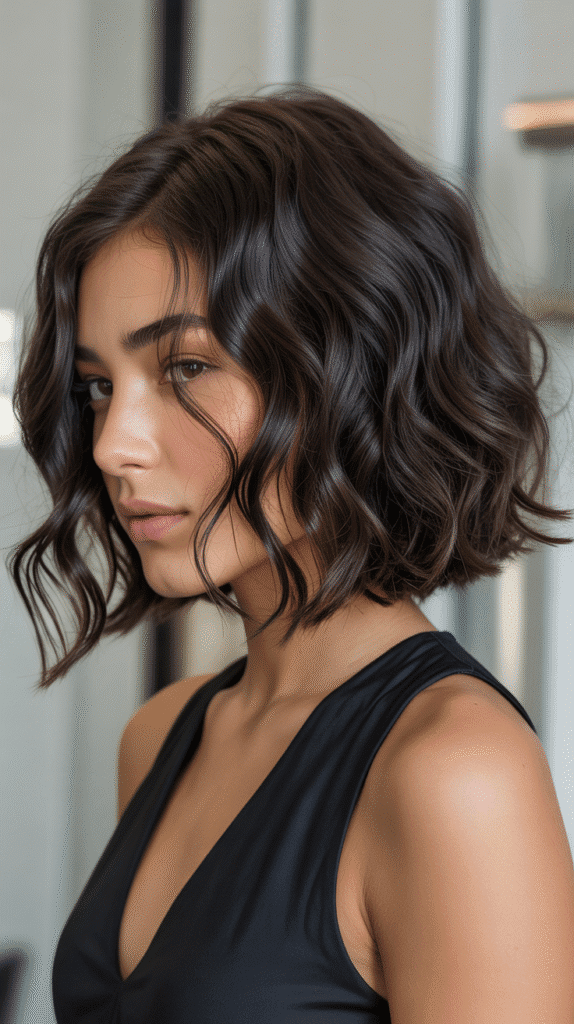 Top 30 Natural Wavy Haircuts Every Woman Will Love 9 Wavy A-Line Bob