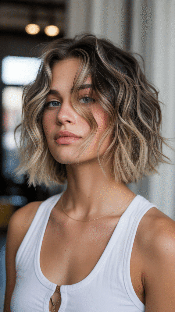 Top 30 Natural Wavy Haircuts Every Woman Will Love 27 Wavy Collarbone Bob with Textured Ends