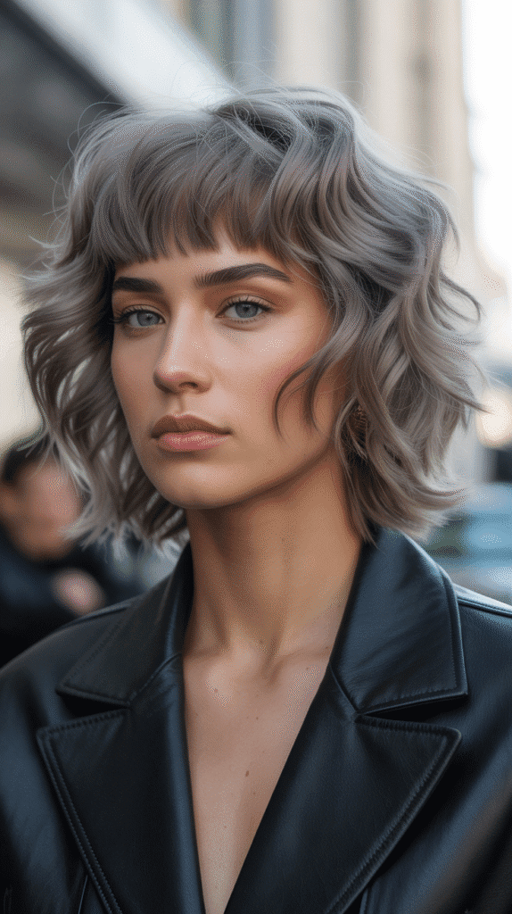 Top 30 Natural Wavy Haircuts Every Woman Will Love 11 Wavy Shag with Micro Bangs