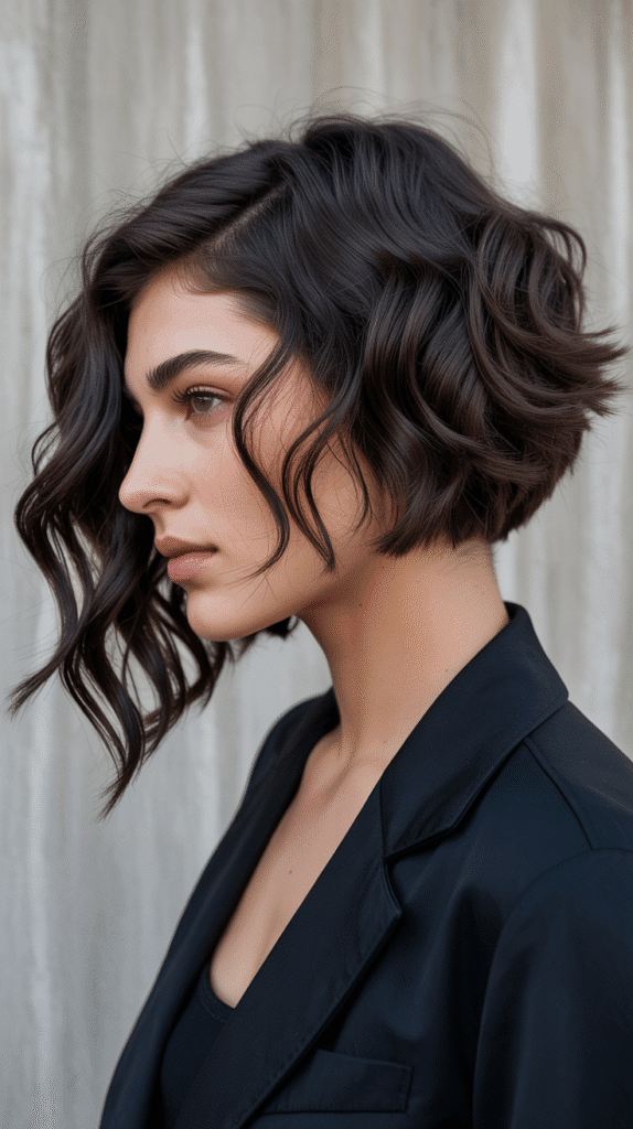 Top 30 Natural Wavy Haircuts Every Woman Will Love 13 Asymmetrical Wavy Bob