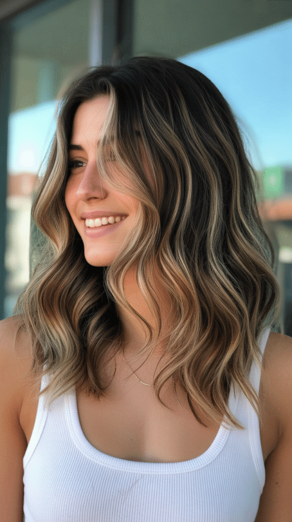 Top 30 Natural Wavy Haircuts Every Woman Will Love 12 Wavy Mid-Length Cut with Balayage