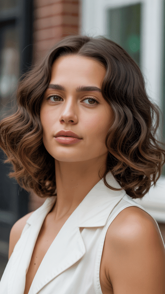 Top 30 Natural Wavy Haircuts Every Woman Will Love 15 Wavy Collarbone-Length Cut