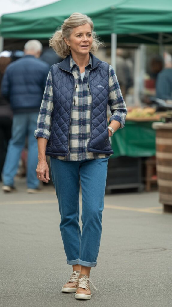 30 Fabulous Winter Outfits for Women Over 50 That Radiate Confidence 7 Quilted Vest Casual Chic