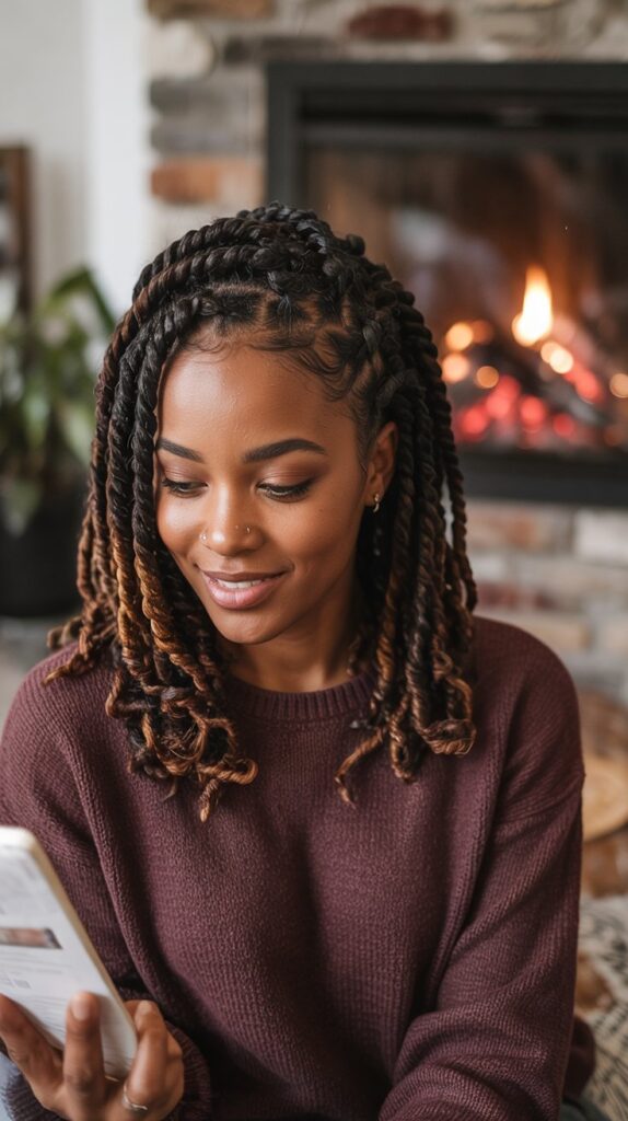 27 Stunning Winter Hair Braids for Black Hair 11 Senegalese Twists for Textured Winter Beauty