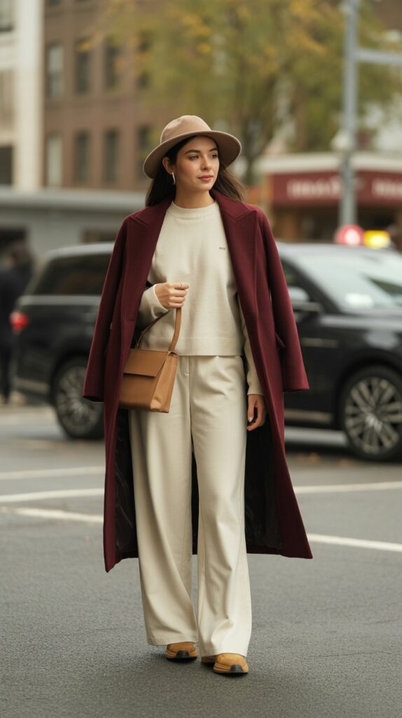 33 Best Casual Fall Outfits for Women at Work 22 Monochrome Neutrals with Statement Coat