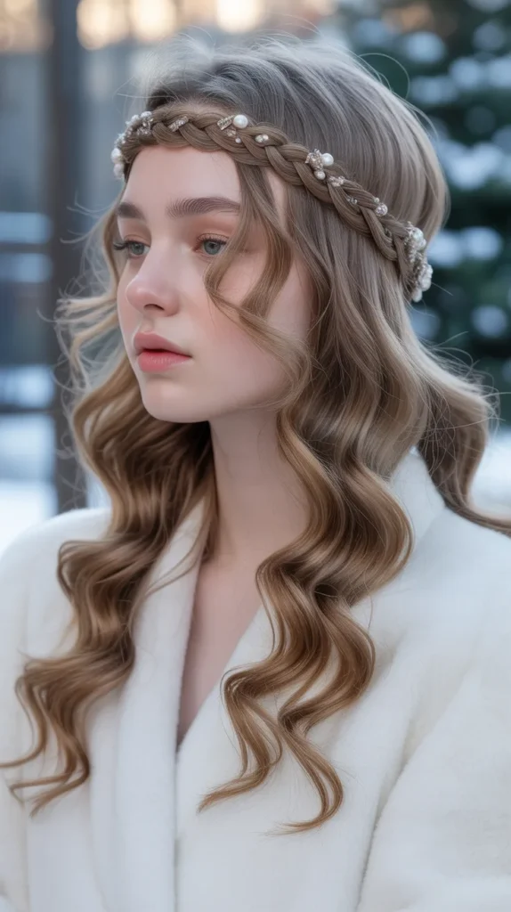 Braided Headband with Loose Curls