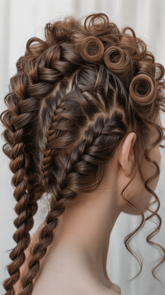 Braided Curly Updo
