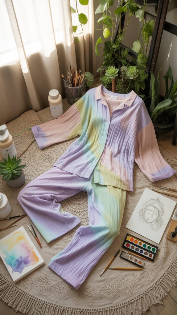 26 Aesthetic Self Care Sunday Outfit Inspirations 18 Tie-Dye or Bleach-Dye Loungewear