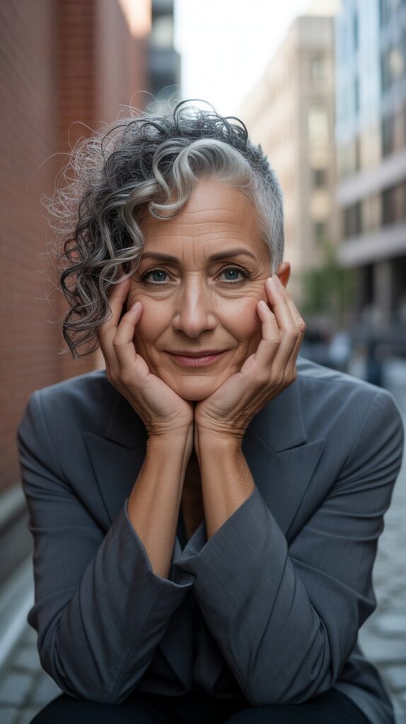  Curly Asymmetrical Cut