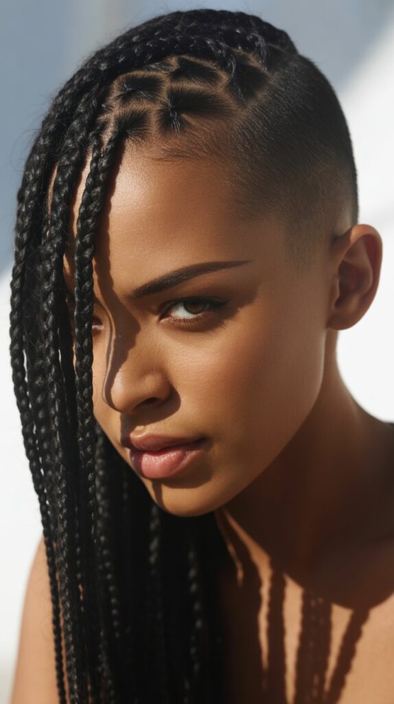 Top 27+ Stunning Side Part Knotless Braids to Try Right Now 16 16. Side Part Knotless Braids with Shaved Sides