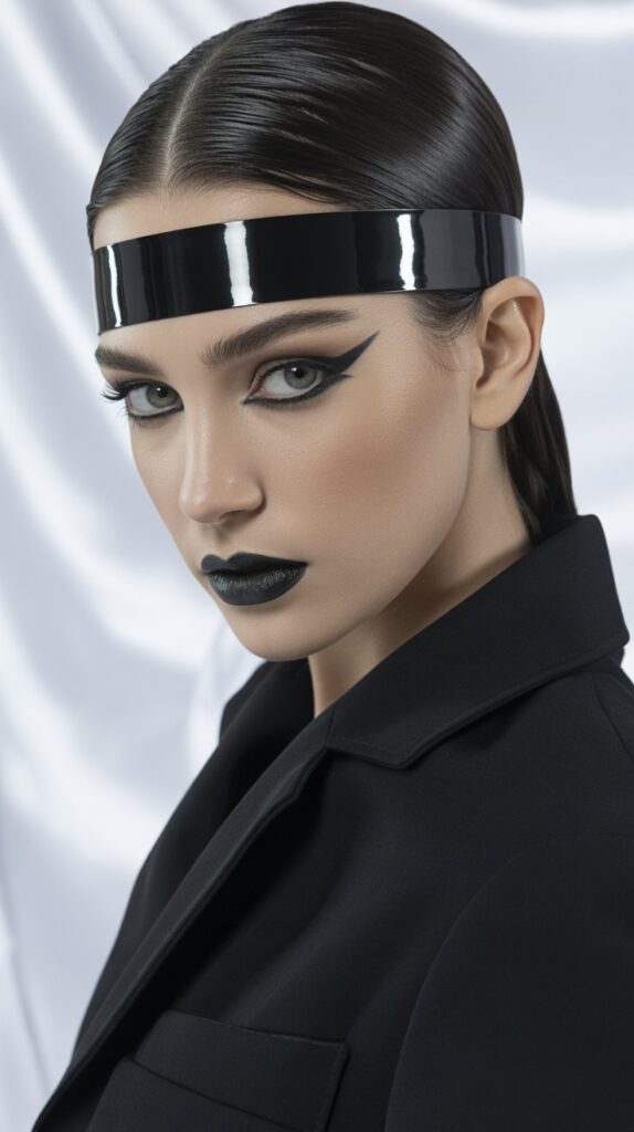 Thick Headband with Slicked-Back Wet Look