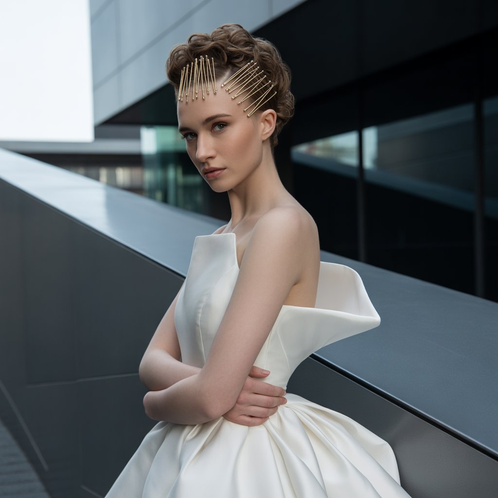 Textured Updo with Visible Pins