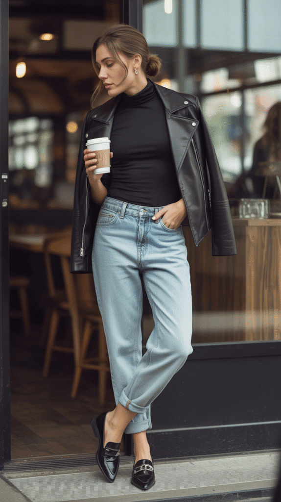 32 Casual Fall Outfits for Women with Jeans 8 Boyfriend Jeans with Fitted Turtleneck